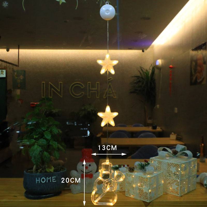 Christmas LED Window Lights 3pcs Star Hanging Lamp Ornaments for Home Decoration