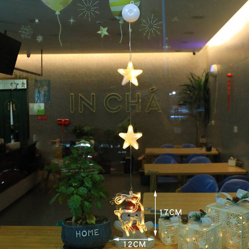 Christmas LED Window Lights 3pcs Star Hanging Lamp Ornaments for Home Decoration