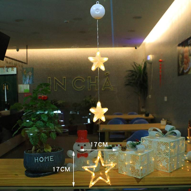 Christmas LED Window Lights 3pcs Star Hanging Lamp Ornaments for Home Decoration