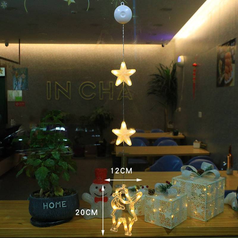 Christmas LED Window Lights 3pcs Star Hanging Lamp Ornaments for Home Decoration