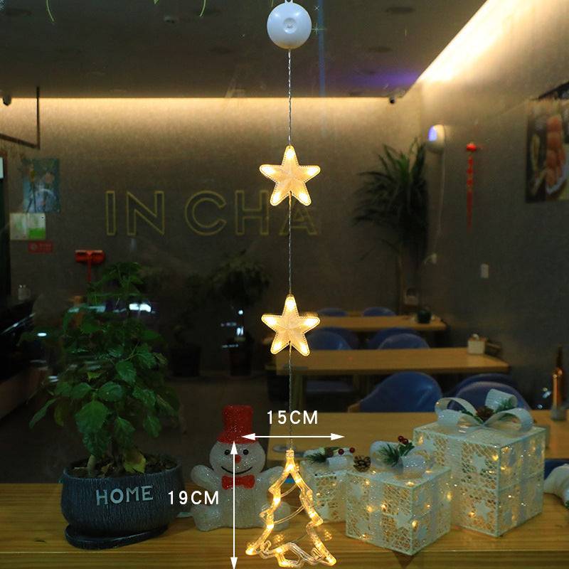 Christmas LED Window Lights 3pcs Star Hanging Lamp Ornaments for Home Decoration
