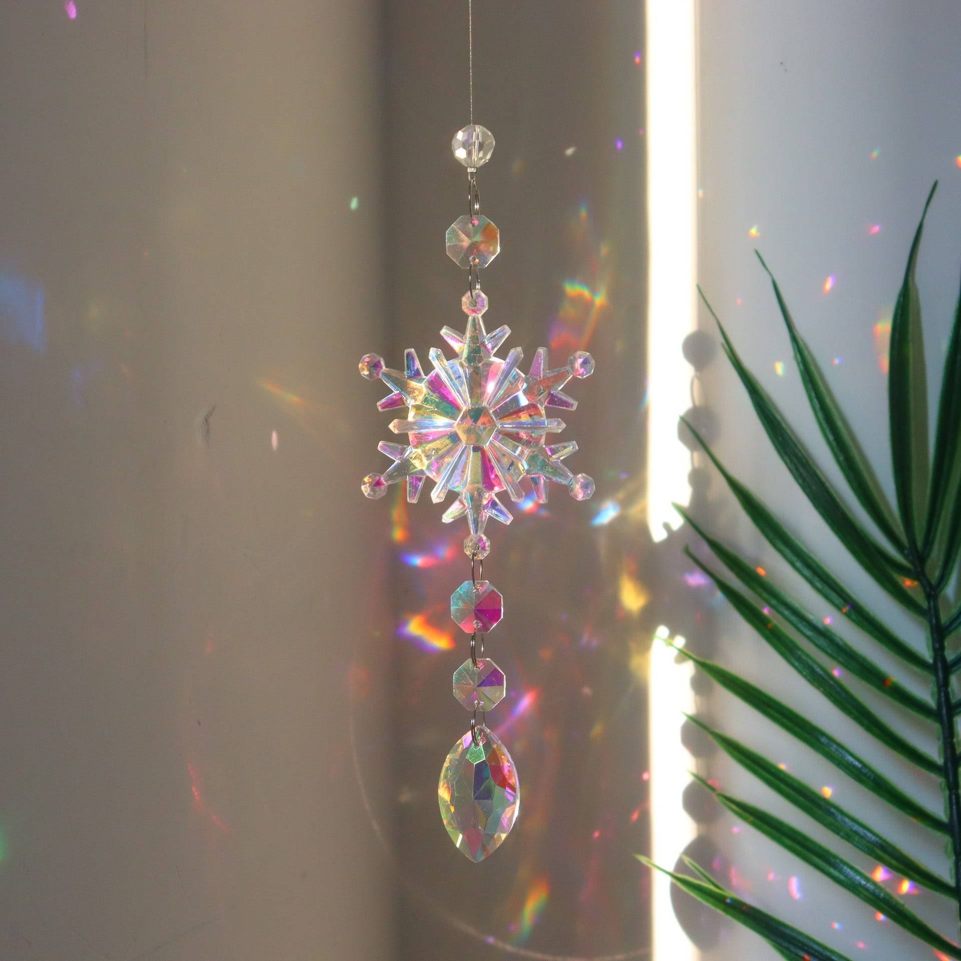 Christmas Snowflake Crystal Sun Catcher Multi-Color Home Decorations Ornament
