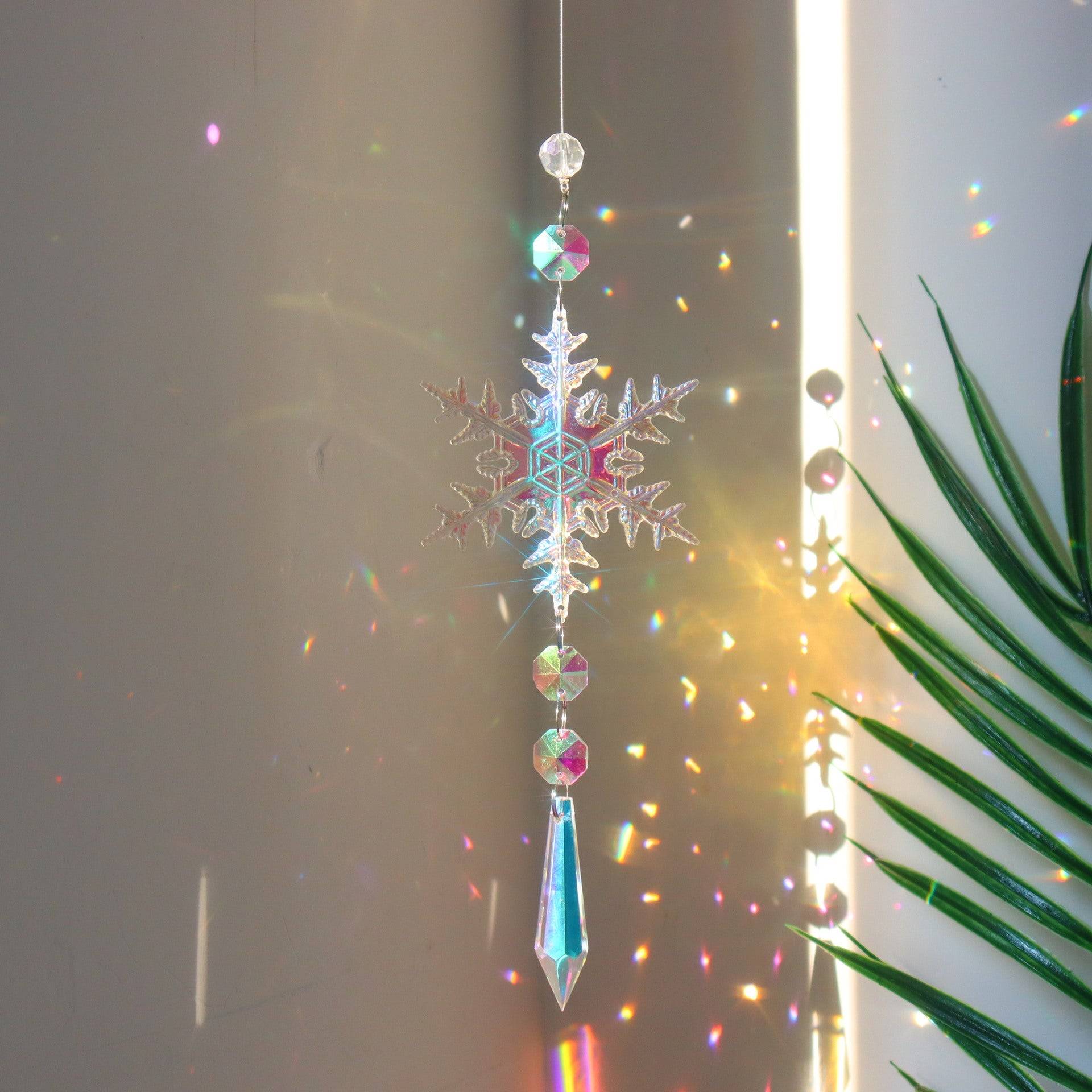 Christmas Snowflake Crystal Sun Catcher Multi-Color Home Decorations Ornament