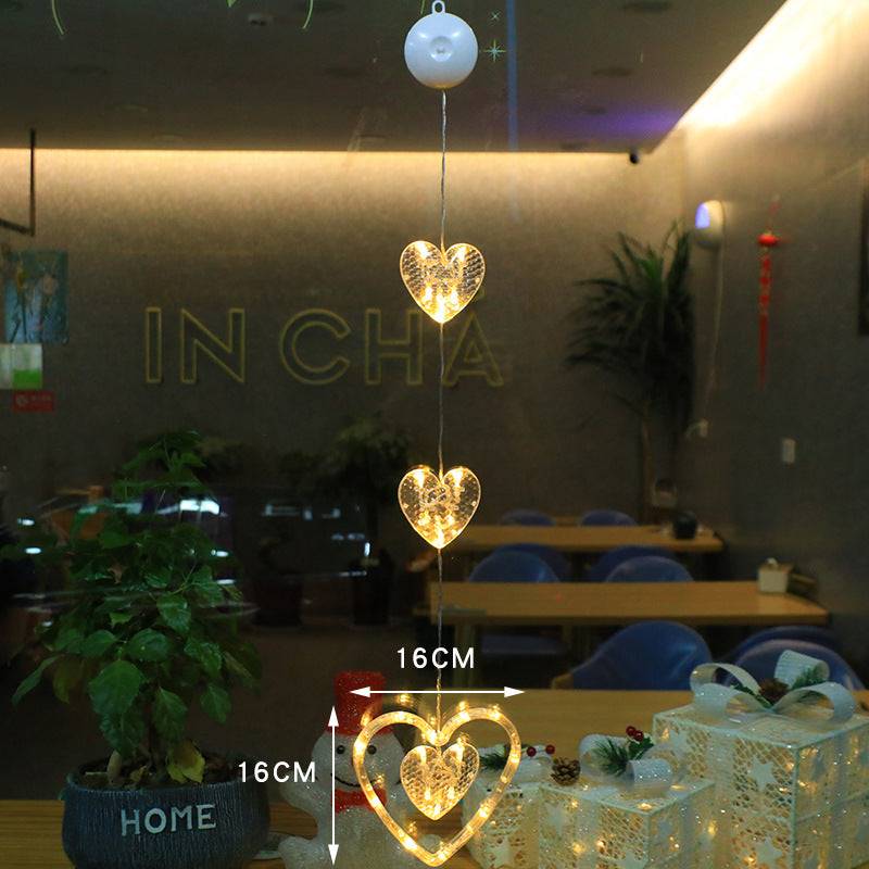 Christmas LED Window Lights 3pcs Star Hanging Lamp Ornaments for Home Decoration