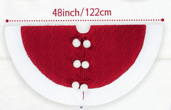 Christmas Tree Skirt White Pompon Knitted Bottom Apron Shawl