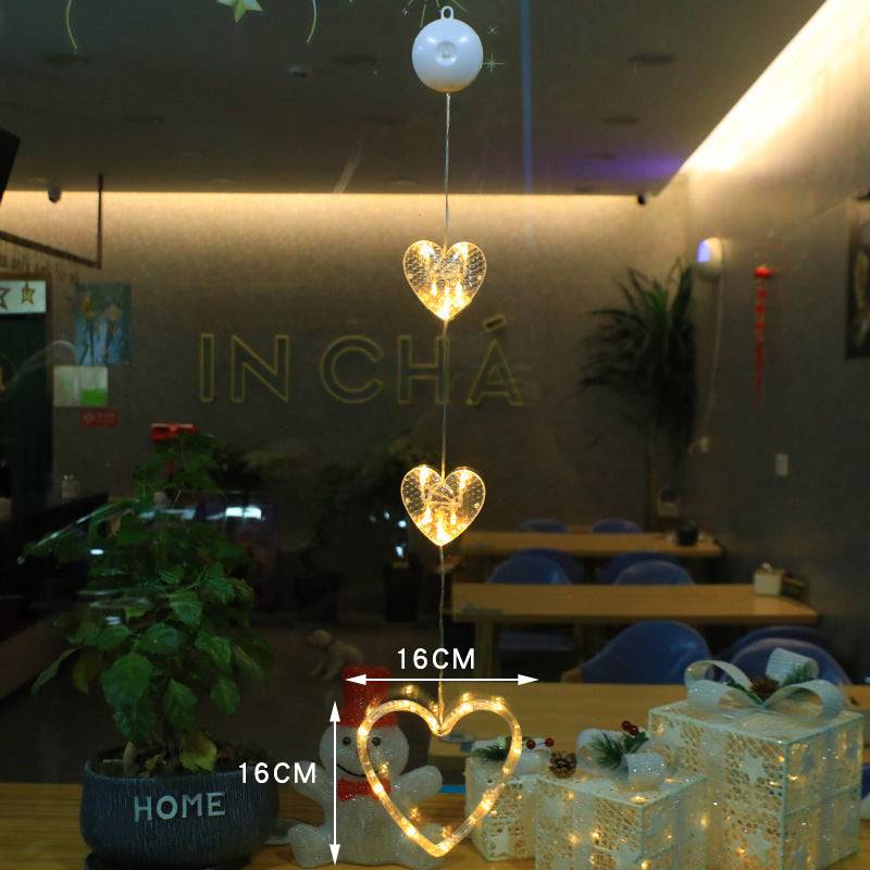 Christmas LED Window Lights 3pcs Star Hanging Lamp Ornaments for Home Decoration