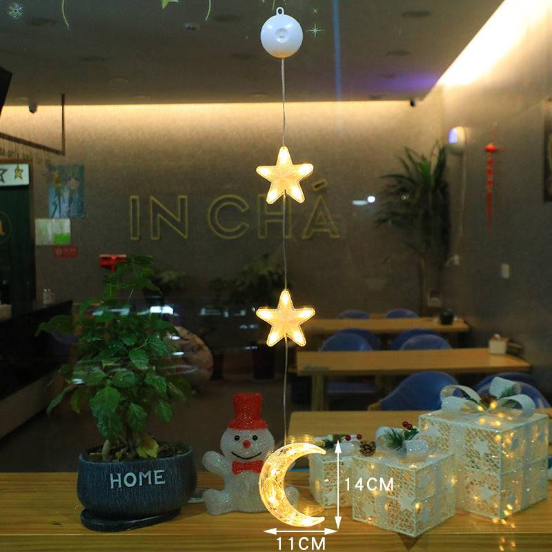 Christmas LED Window Lights 3pcs Star Hanging Lamp Ornaments for Home Decoration