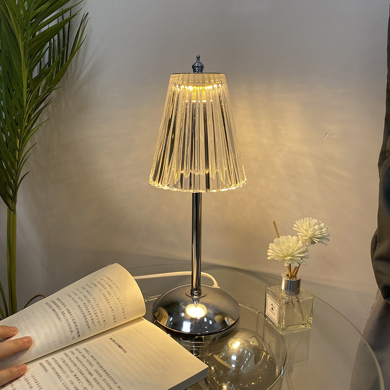 Crystal Table Lamp for Bedroom - Decorative Night Light with 3 Color Modes