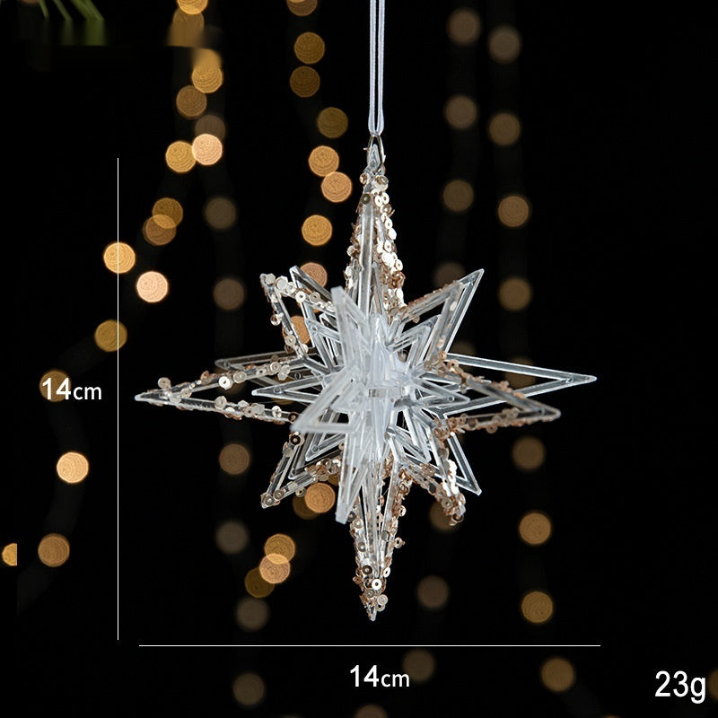 Transparent Christmas Decor Sequins Acrylic Pendant Elegant Hanging Ornaments