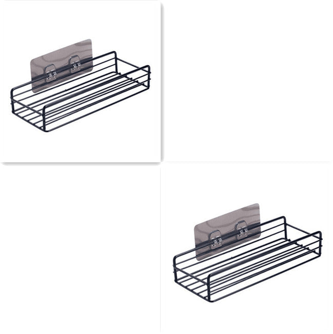 Metal Corner Shower Shelf - No Drill Iron Bathroom Corner Caddy | Black and White