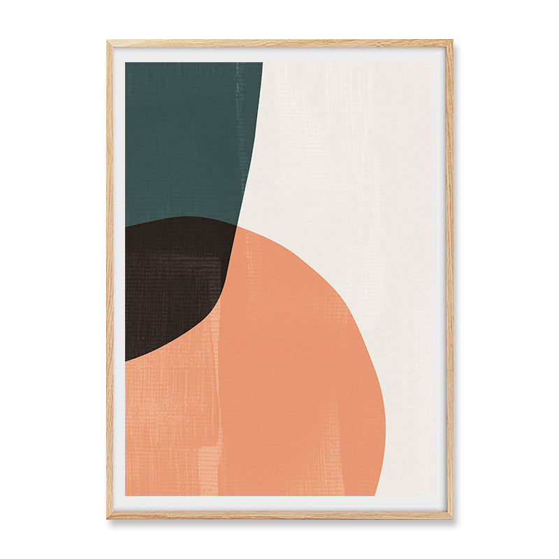 Abstract Stone Geometry Orange Black Color Block Canvas Wall Art