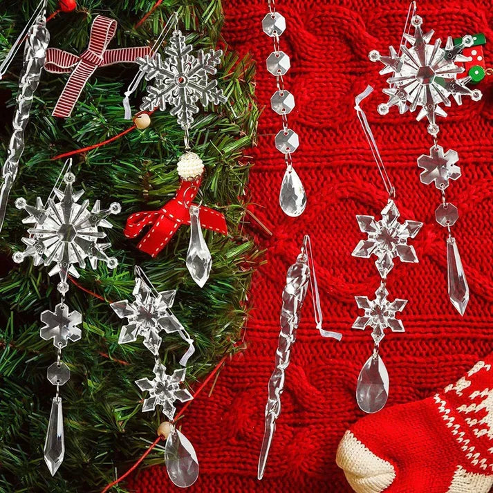 Hanging Acrylic Ice Strip Snow Ceiling Xmas Pendants Snow Ceiling Decorations