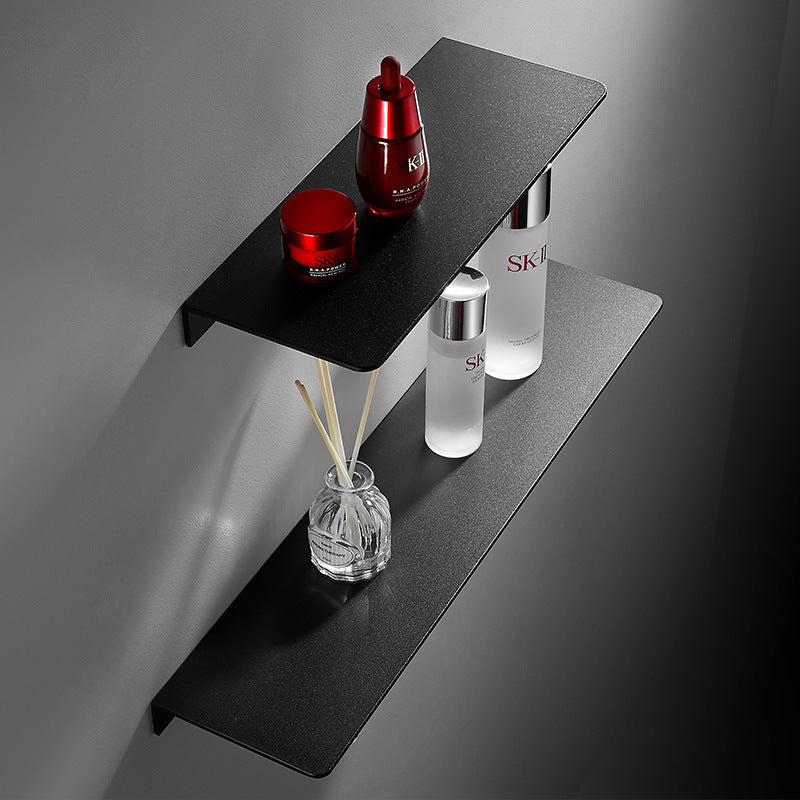 Aluminum Bathroom Shelf No Drill - Wall Mount Tray Storage | Black and White