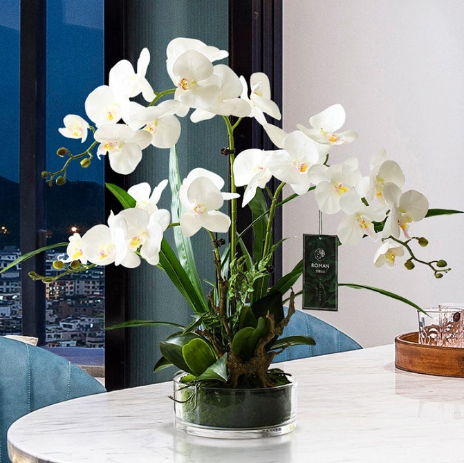 Artificial Phalaenopsis Orchid Potted Plant Decor