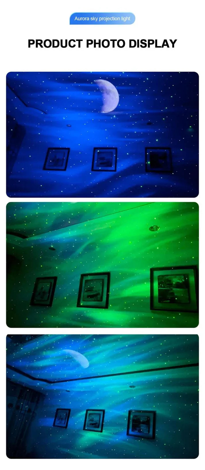 Aurora Borealis Northern Lights Portable Projectors! Galaxy Star, Moon (Bedroom Decor)