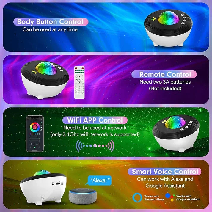 Aurora Projector Lamp – Northern Lights Projector with Bluetooth Speaker | Bedroom Night Light