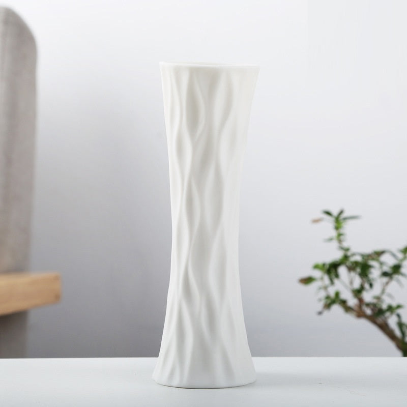 White Vase for Living Room – Handmade Polished Ceramic | Slim Tall Design | 3 Styles