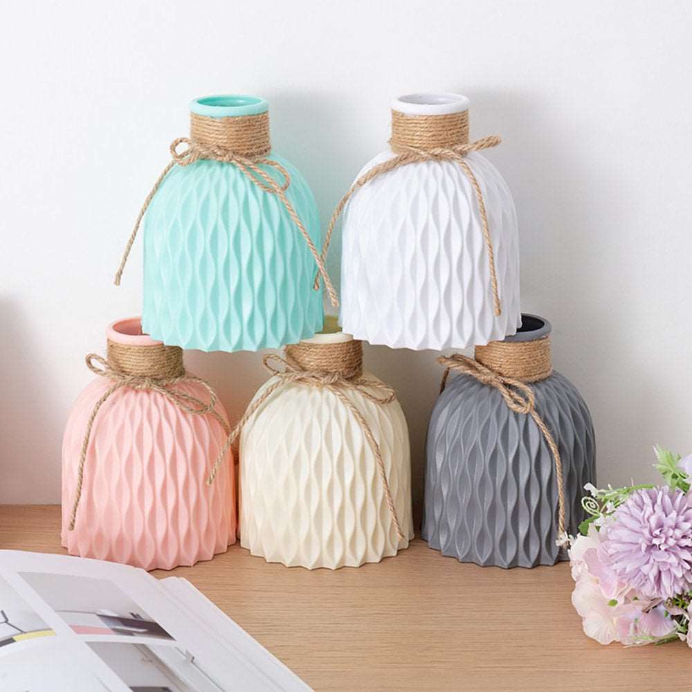 Nordic Style Plastic Faux Striped Rustic Vase