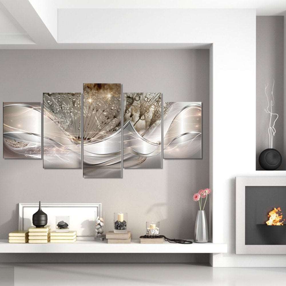 Set of 5 Abstract Flower Canvas Background Wall-Art