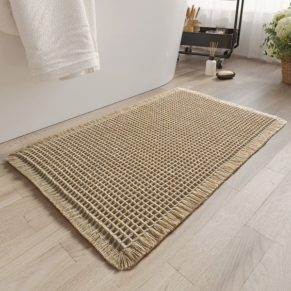Non-Slip Absorbent Bath Mat – Microfiber Waffle Bathroom Door Carpet