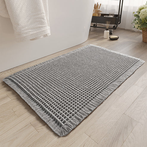 Non-Slip Absorbent Bath Mat – Microfiber Waffle Bathroom Door Carpet