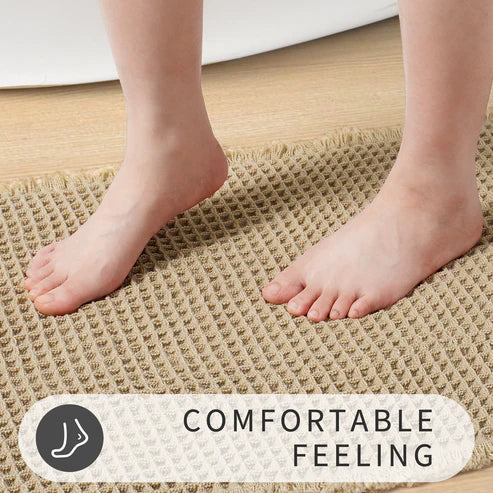 Non-Slip Absorbent Bath Mat – Microfiber Waffle Bathroom Door Carpet
