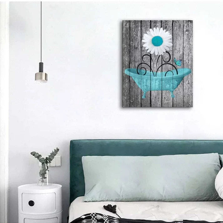 Modern Floral Bathtub Wall Art Rustic Decoration Items