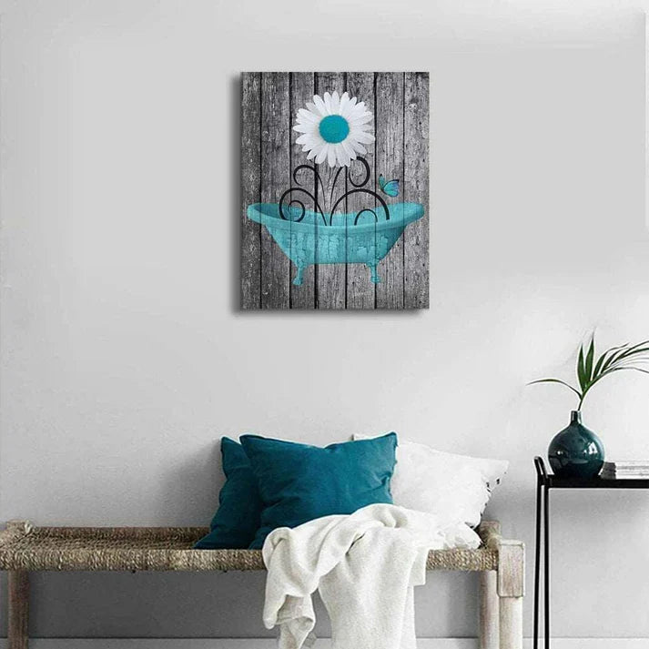 Modern Floral Bathtub Wall Art Rustic Decoration Items