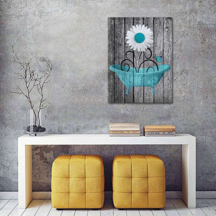 Modern Floral Bathtub Wall Art Rustic Decoration Items