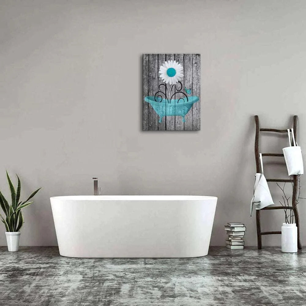 Modern Floral Bathtub Wall Art Rustic Decoration Items
