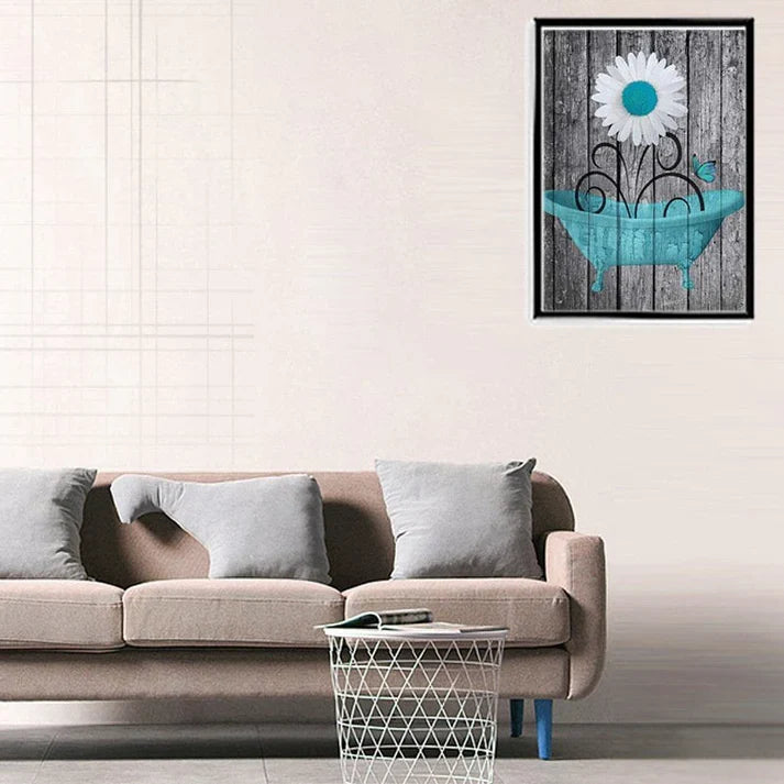 Modern Floral Bathtub Wall Art Rustic Decoration Items