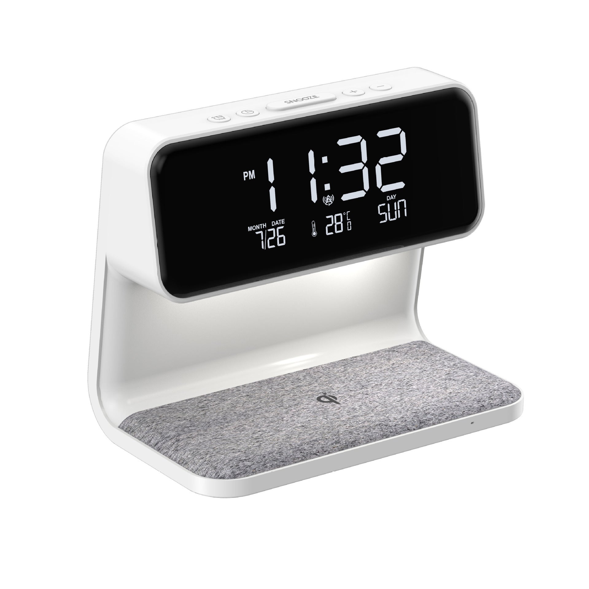 Creative 3 In 1 Bedside Wireless Lamp Charging LCD Screen Alarm Clock  Wireless Phone Charger