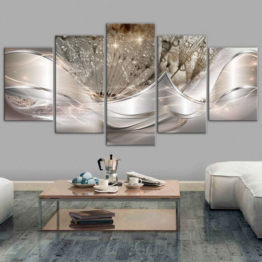 Set of 5 Abstract Flower Canvas Background Wall-Art