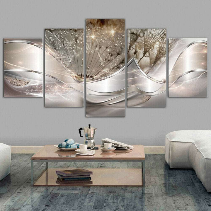 Set of 5 Abstract Flower Canvas Background Wall-Art
