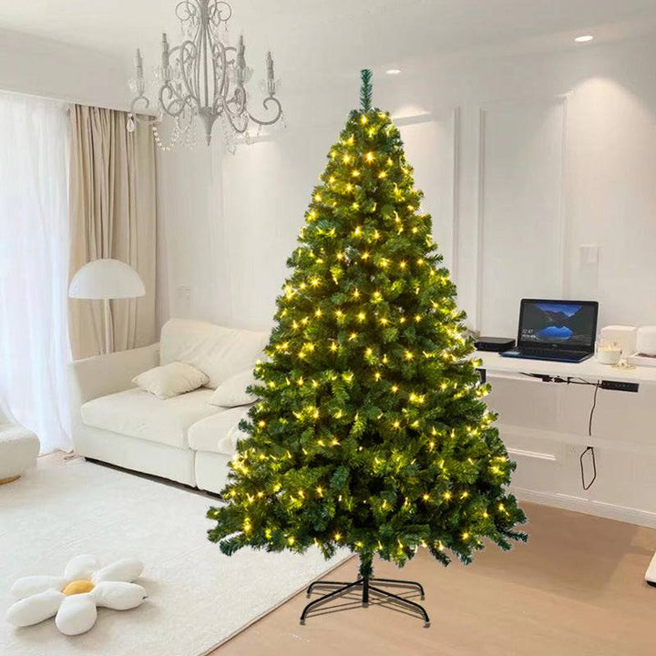 7FT Artificial Pre-lit Christmas Tree with LED Lights & Metal Stand Indoor Decor