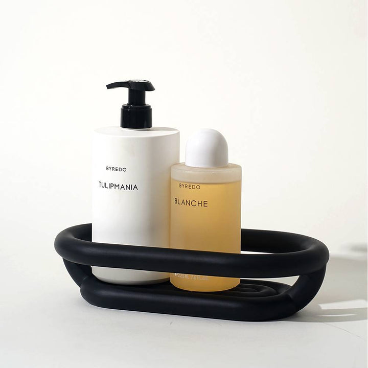 Black Resin Soap Dish and Bathroom Storage Tray Set Nordic Minimalist