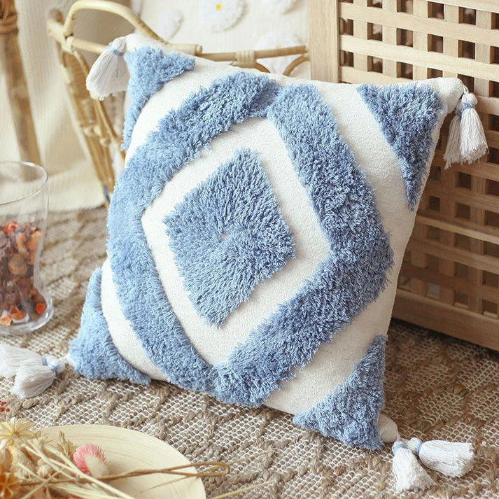 Boho Tufted Pillow Cover - Handmade Chenille Moroccan Cushion Cover | 4 Colors
