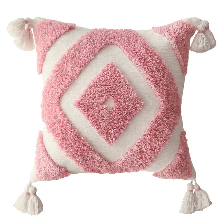 Boho Tufted Pillow Cover - Handmade Chenille Moroccan Cushion Cover | 4 Colors