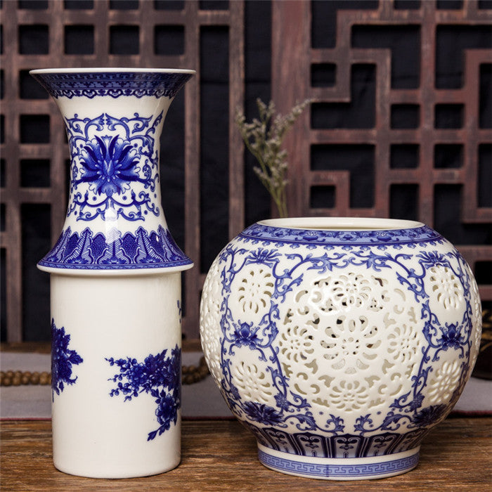 Decorative Hollow Ceramic Vase with Mosaic Design - Modern Table Centerpiece