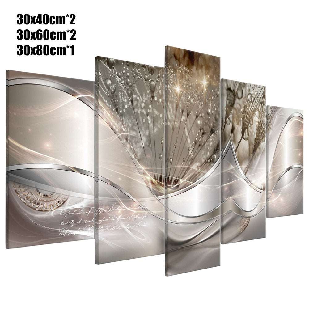 Set of 5 Abstract Flower Canvas Background Wall-Art