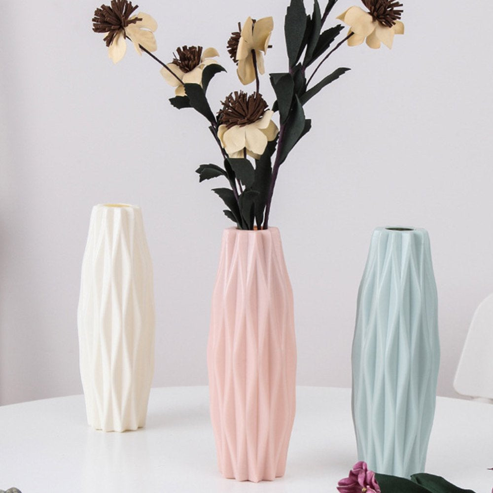Unbreakable Tall Geometric Plastic Vase(White/Green/Pink)