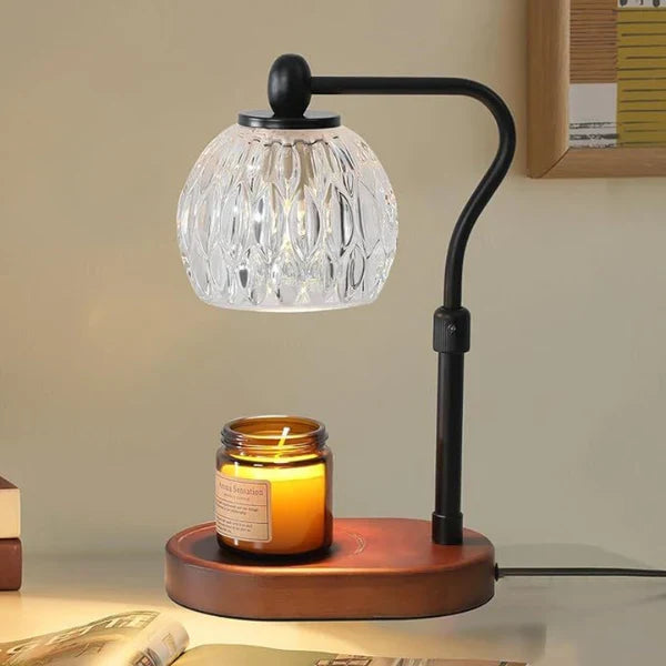 Splendas Candle Warmer Lamp – Dimmable Wax Burner with Timer Glass & Wood