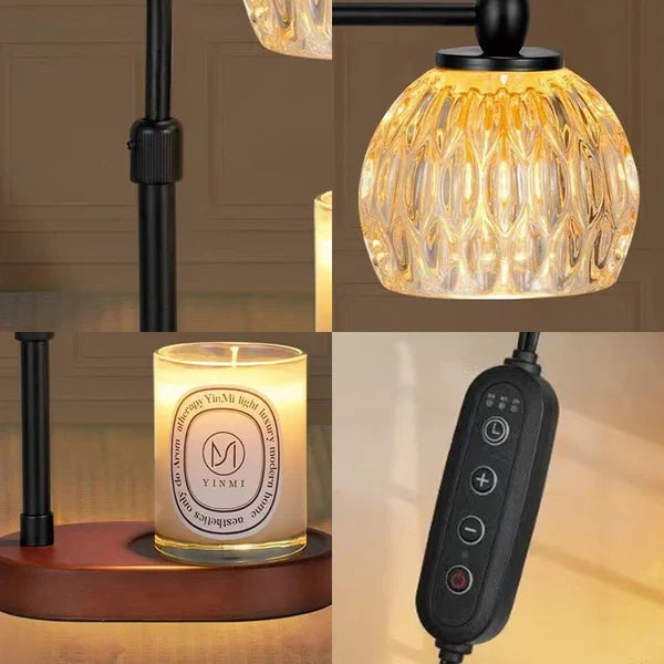 Splendas Candle Warmer Lamp – Dimmable Wax Burner with Timer Glass & Wood