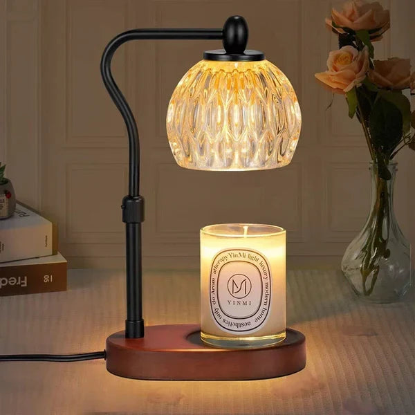 Splendas Candle Warmer Lamp – Dimmable Wax Burner with Timer Glass & Wood