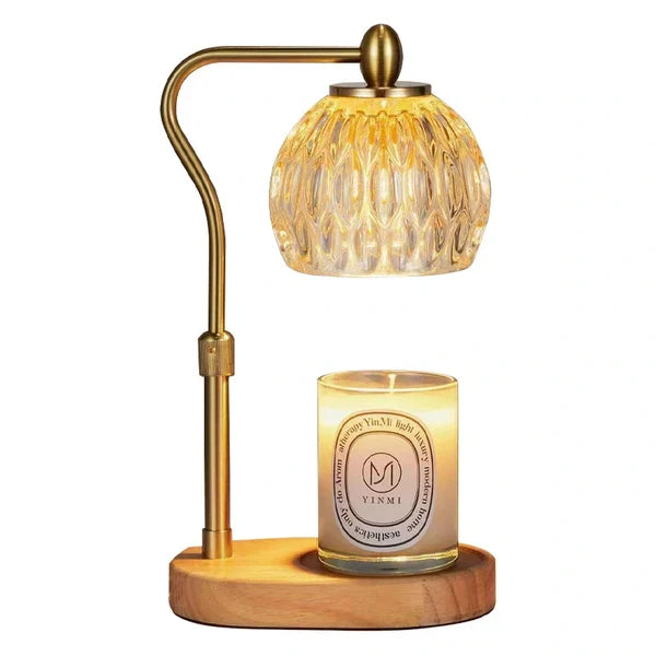 Splendas Candle Warmer Lamp – Dimmable Wax Burner with Timer Glass & Wood