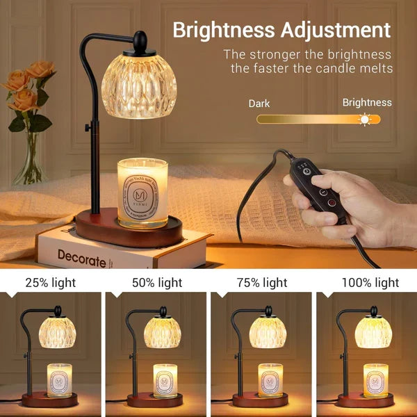 Splendas Candle Warmer Lamp – Dimmable Wax Burner with Timer Glass & Wood
