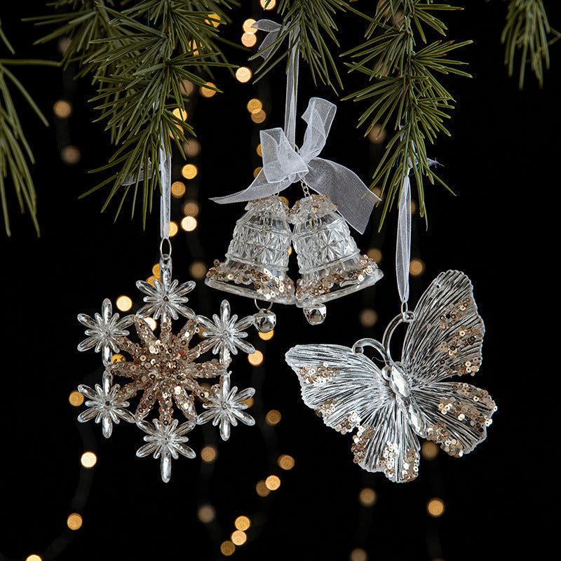 Transparent Christmas Decor Sequins Acrylic Pendant Elegant Hanging Ornaments