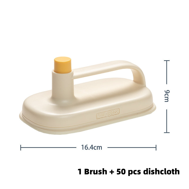 Magic Brush Set for Kitchen Bathroom Toilet Glass Wall Cleaning with Handle Rag