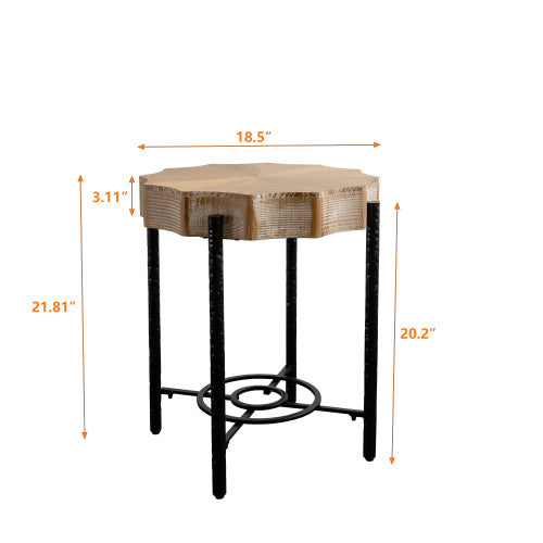 Modern Cedar Coffee Table Set 2 Piece Wooden Living Room Furniture with Metal Legs