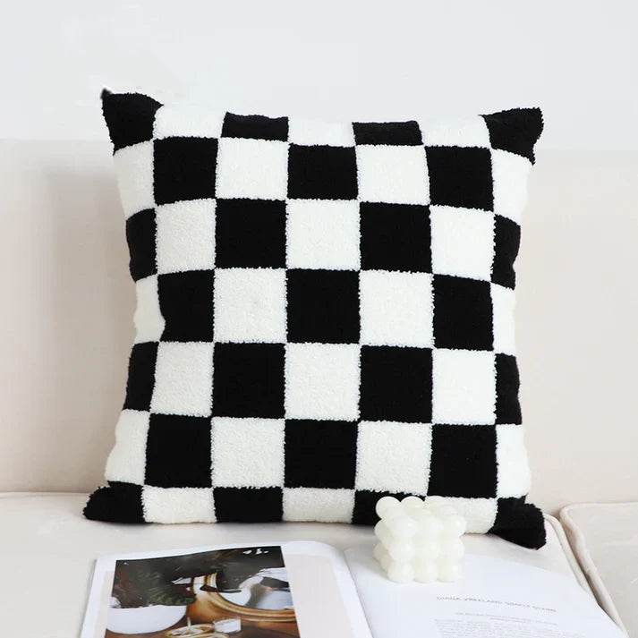 Checkerboard Throw Pillow - Black White Checkered Sofa Pillow | 4 Styles